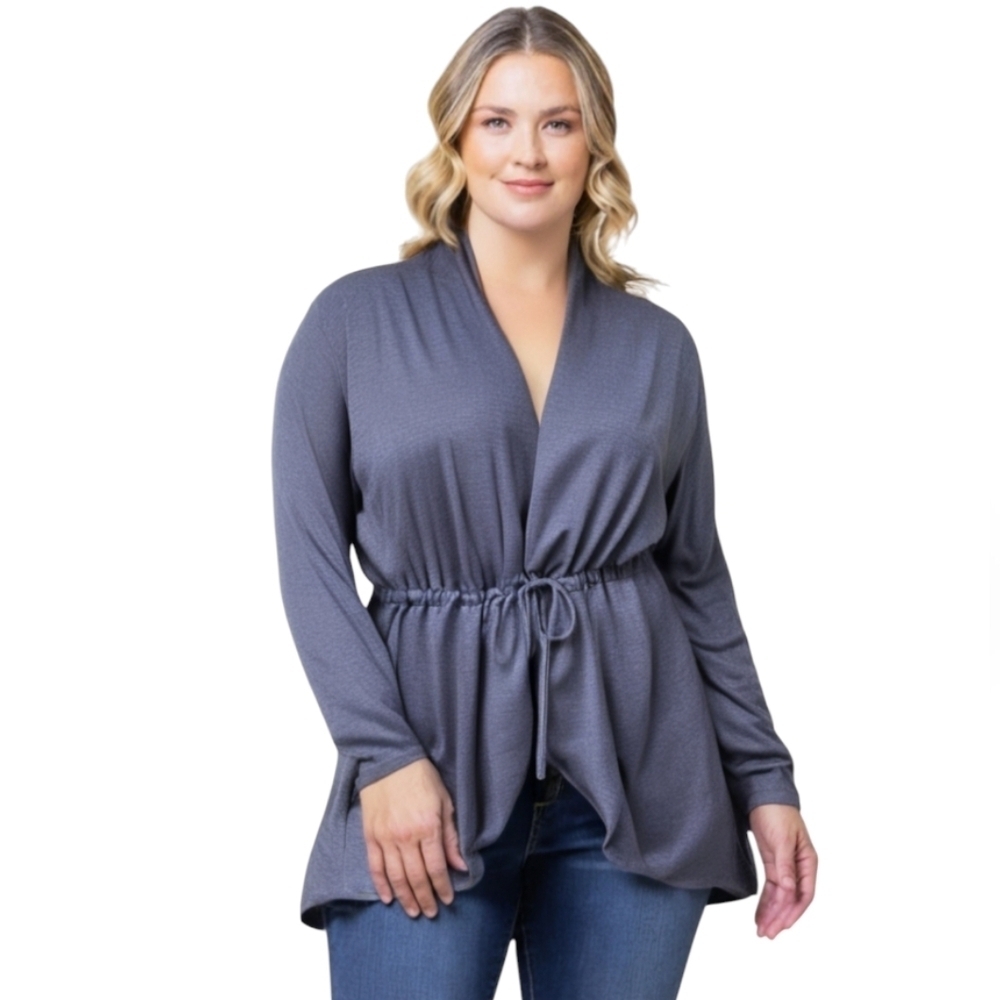 TAHARI Womens Gray Long Sleeve Soft Comfy Cardigan Size XL